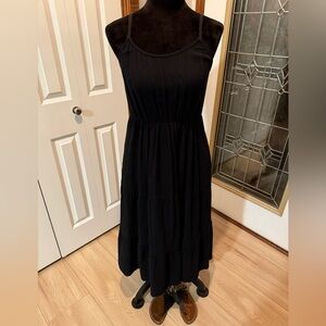 Beautiful Magaschoni Classic Black Midi Dress 100% Cotton Size Small
